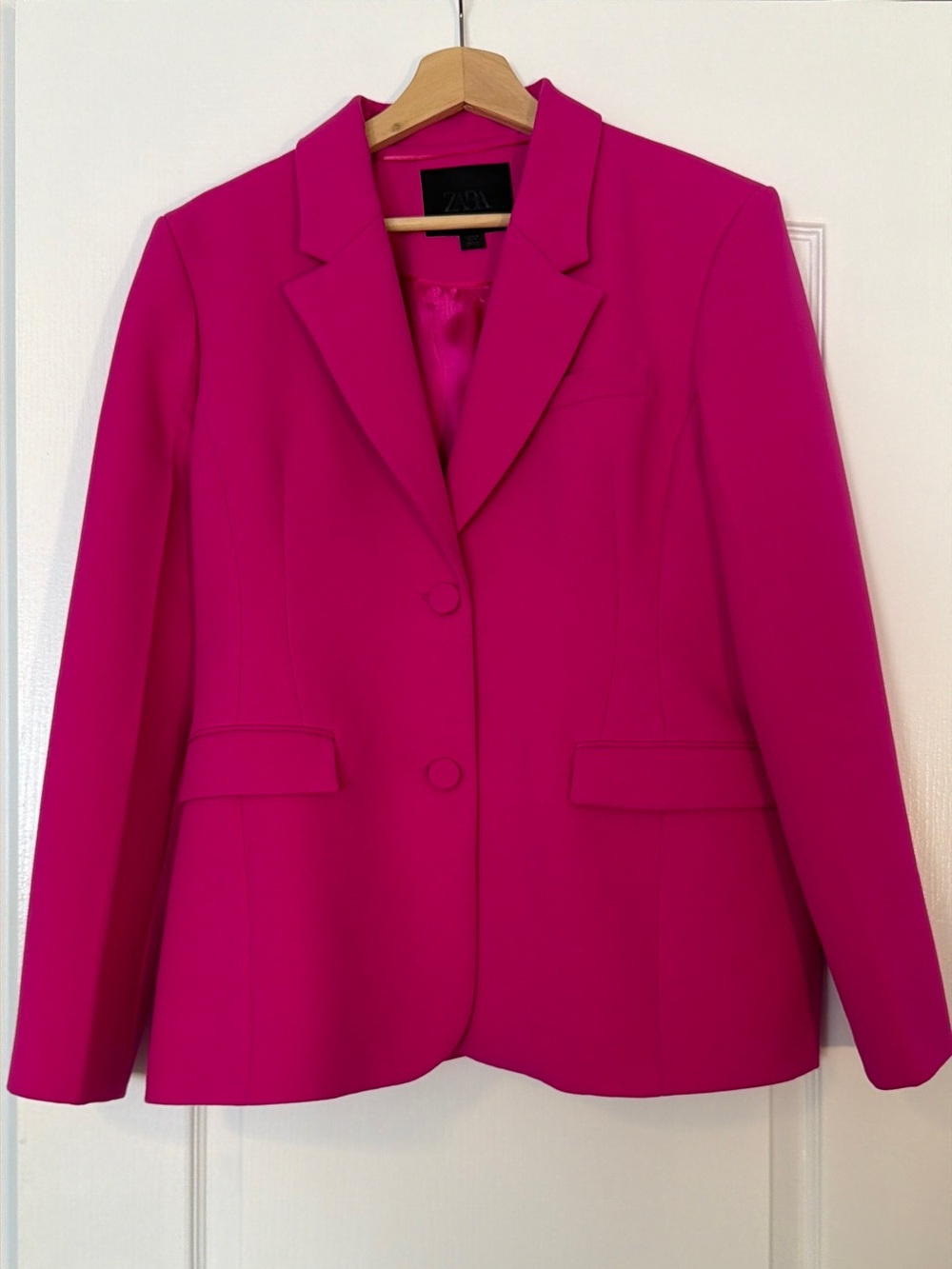 ZARA Hot Pink Two-Button Fitted Blazer Jacket Size XL